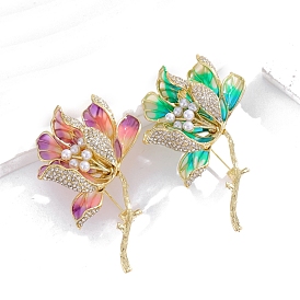 Light Gold Plated Alloy Enamel Flower Brooch, for Clothes