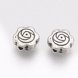 Perles en alliage de style tibétain, fleur, sans cadmium et sans plomb