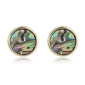 Colorful Resin Shell Earrings with Round Abalone-like Design