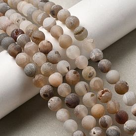 Натуральный druzy агатовые бусы пряди, круглые, матовые