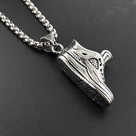 Стильный 304 подвеска в виде спортивной кроссовки из нержавеющей стали, панк-хип-хоп ожерелья, винтажные мужские украшения