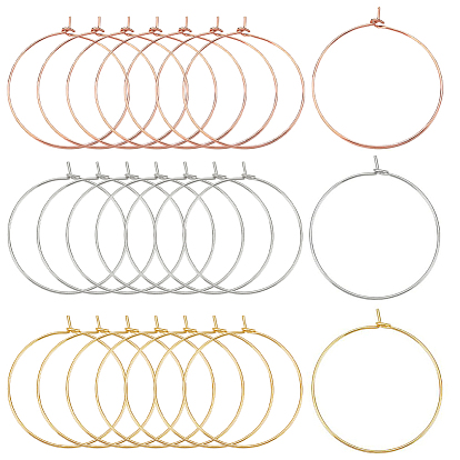 60шт. 3 цвета долговечные позолоченные латунные серьги-кольца фурнитура, кольцо