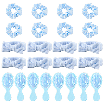 Conjuntos de regalos para invitaciones de damas de honor, incluyendo diademas elásticas de terciopelo, gomas elásticas de poliéster para el cabello y peine de masaje con cojín de aire de plástico ABS