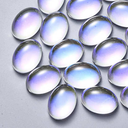 Glass Cabochons, AB Color Plated, Oval