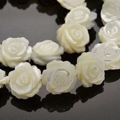 Natural White Shell Beads, Mother of Pearl Shell Beads Strands, Flower