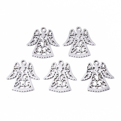 201 Stainless Steel Pendants, Laser Cut, Angel
