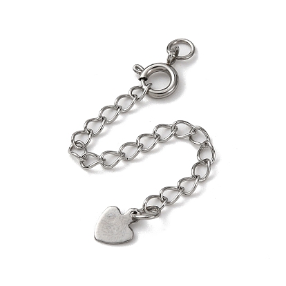 304 удлинитель цепи из нержавеющей стали, сердце, с пружинными застежками и подвесками