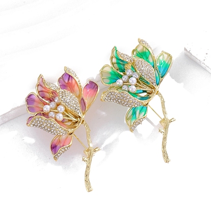 Брошь-цветок из эмалевого сплава с легким золотым покрытием, для одежды