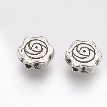 Perles en alliage de style tibétain, fleur, sans cadmium et sans plomb