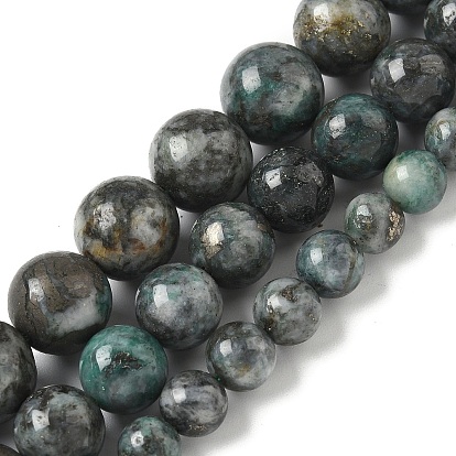 Пряди натуральных диоптазных бусин, круглые