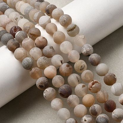 Натуральный druzy агатовые бусы пряди, круглые, матовые