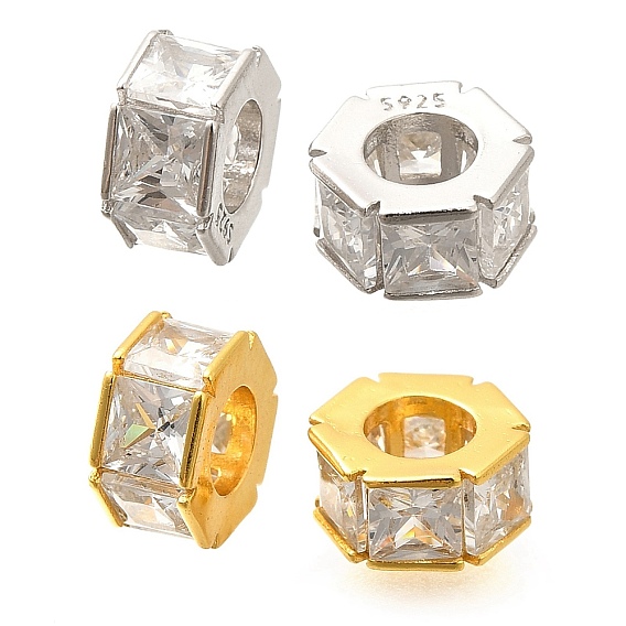 925 бусины из стерлингового серебра с микропаве, прозрачные бусины из кубического циркония, колонка