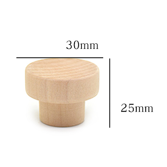 Wood Cabinet Door Knobs, Kitchen Drawer Pulls Cabinet Handles, Flat Round