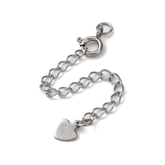 304 удлинитель цепи из нержавеющей стали, сердце, с пружинными застежками и подвесками