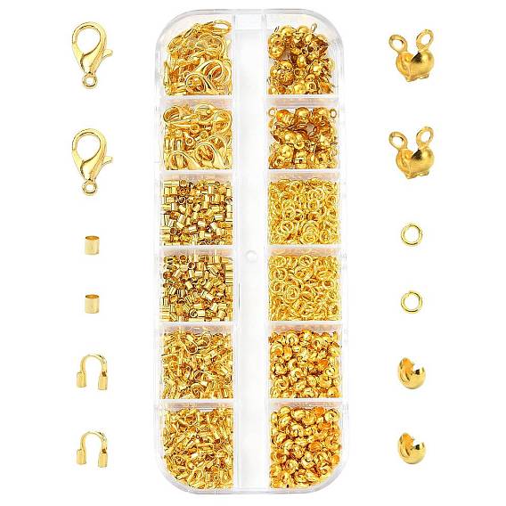 DIY Jewelry Making Kits, including Zinc Alloy Lobster Claw Clasps, Brass Crimp Beads Covers & Wire Guardian and Protectors & Crimp Beads & Jump Rings & End Bead Tips