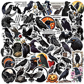 50Pcs PVC Waterproof Stickers, Self-Adhesive Decals, Crow