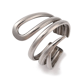 Geometric 304 Stainless Steel Cuff Rings for Women