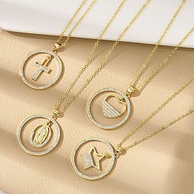 Латунные микропаве прозрачные кубические цирконии кольца подвески ожерелья, реальный 18 k позолоченный