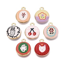 Печатные подвески сплава, стойки покрытие, плоские круглые прелести, без кадмия, без никеля и без свинца, золотые