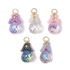 Стеклянные подвески из бисера, с 304 кольцами из нержавеющей стали, слеза