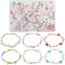 Kit de fabrication de bracelets empilables en forme d'étoiles de mer, bracelets extensibles en pierres précieuses mélangées naturelles et synthétiques