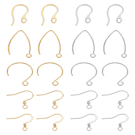 20Stück 10Stile 304Ohrringhaken aus Edelstahl, Ohrhaken