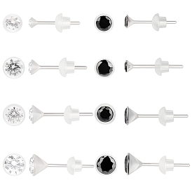 16 пары 8 стили серьги-гвоздики из смолы с микропаве из кубического циркония, плоско-круглые