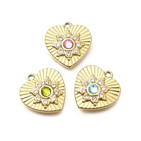 304 подвески из нержавеющей стали, со стразами, ионное покрытие (ip), сердце, реальный 14 k позолоченный