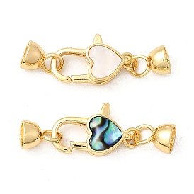 Карабин-лобстеры, латунные, без кадмия, без никеля и без свинца, с ракушкой/ракушкой пауа, сердце