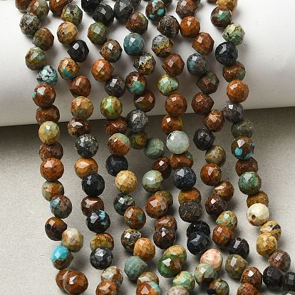 Natural HuBei Turquoise Double Point Beads Strands, Faceted Bicone Beads, Top Drilled