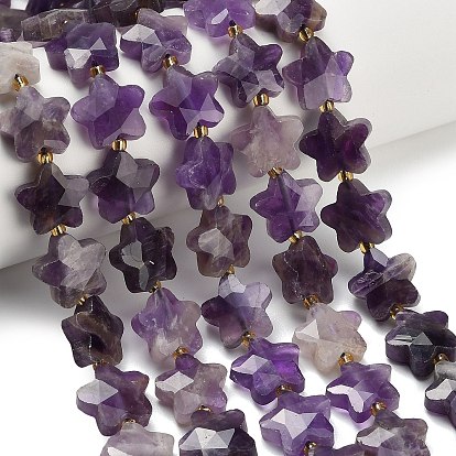 Природный аметист нитей бисера, звезда, граненые, с бисером