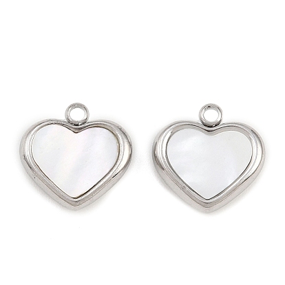 Сердечные подвески из натуральных белых ракушек, с 304 установками из нержавеющей стали