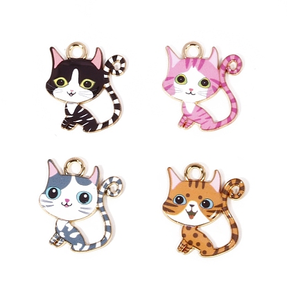 Подвески из эмали и сплава, золотые, милый кошачий талисман