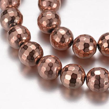 Non-Magnetic Hematite Beads Strands, Faceted, Round