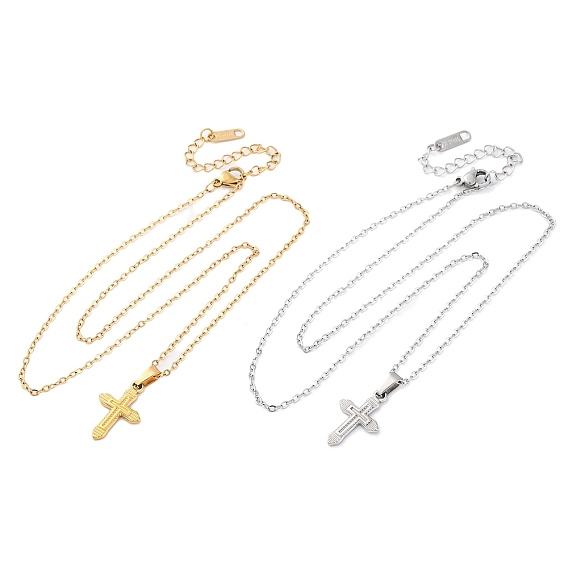 Пересечь 304 ожерелья из нержавеющей стали кулон, ионное покрытие (ip)