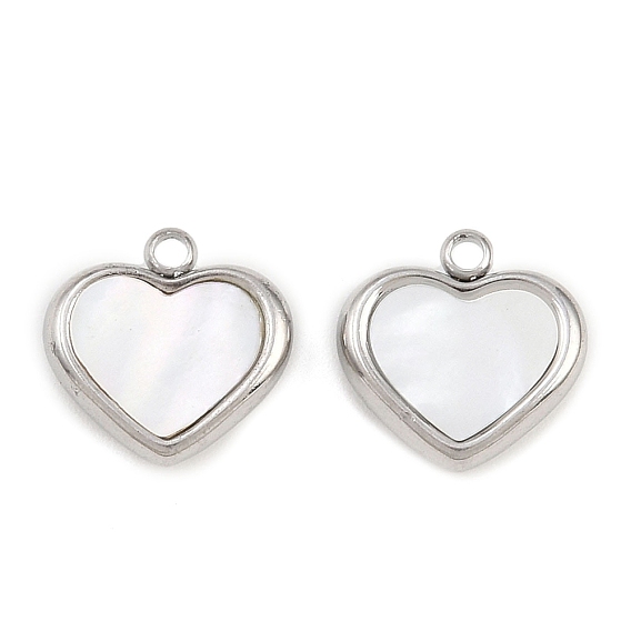 Сердечные подвески из натуральных белых ракушек, с 304 установками из нержавеющей стали