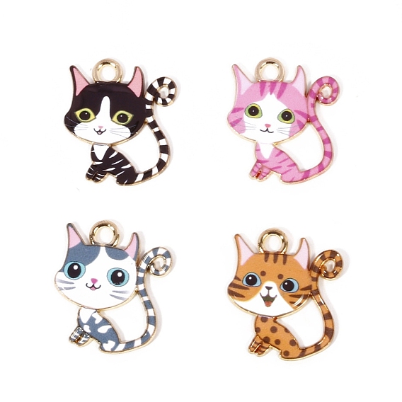 Подвески из эмали и сплава, золотые, милый кошачий талисман