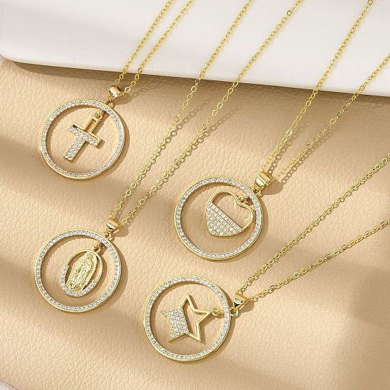 Латунные микропаве прозрачные кубические цирконии кольца подвески ожерелья, реальный 18 k позолоченный