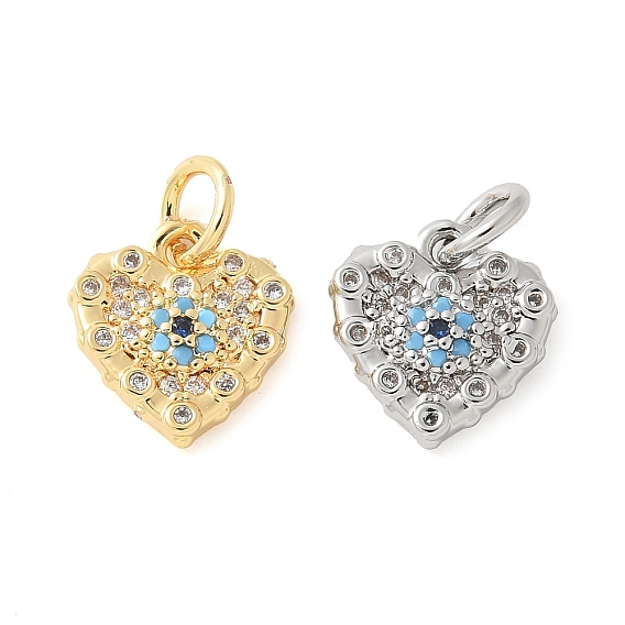 Латунные микро проложить кубического циркония прелести, без кадмия, без никеля и без свинца, сердце прелести, с целью перехода в кольце