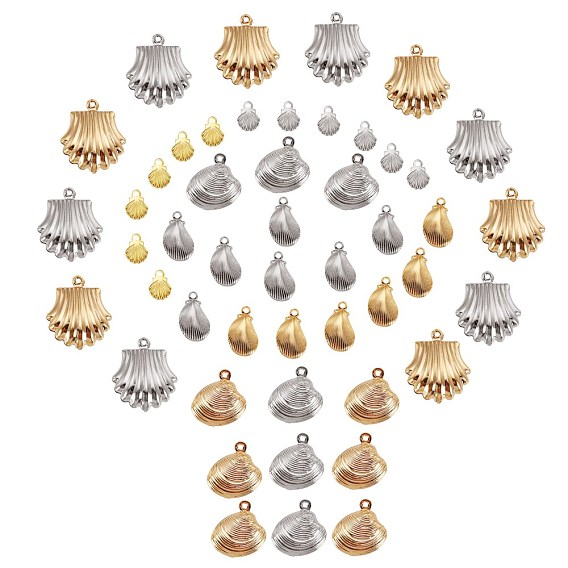 Stainless Steel Charms, Laser Cut, Scallop Shell Shape