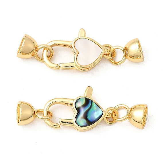 Карабин-лобстеры, латунные, без кадмия, без никеля и без свинца, с ракушкой/ракушкой пауа, сердце