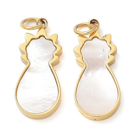 304 подвески в форме кошки из натуральной белой ракушки из нержавеющей стали, с прыжковых колец, ручная полировка, ионное покрытие (ip)