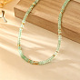 Natural Green Aventurine Rondelle Beaded Necklaces with Brass Beads