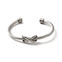 304 Stainless Steel Infinity Beaded Twist Rope Open Cuff Bangle for Women