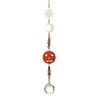 Pumpkin Synthetic Turquoise & Brass Sun Moon Suncatcher, Glass Round Pendant Prism Crystal Window Hanging Ornament for Home Garden Decor