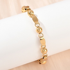 201 женские браслеты-цепочки со звеньями из нержавеющей стали, с 304 застежкой из нержавеющей стали, ионное покрытие (ip), круглые