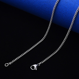 304 Stainless Steel Curb Chain Necklace, with Lobster Claw Clasp