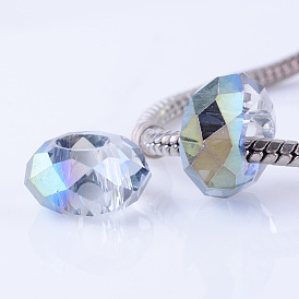 Половина покрытием стекло европейские шарики, бусины с большим отверстием, граненые, шайба