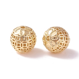 Brass Hollow Beads, Round with Coin