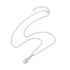Brass Micro Pave Cubic Zirconia Musical Note Pendant Necklace, 304 Stainless Steel Cable Chains Necklaces